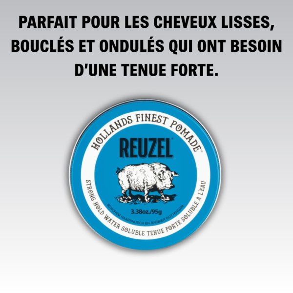 Cire Reuzel Bleue fixation forte à base d'eau 95g