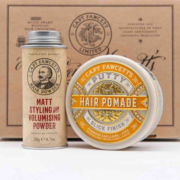 Coffret cheveux Captain Fawcett Poudre + Cire Coiffante Putty