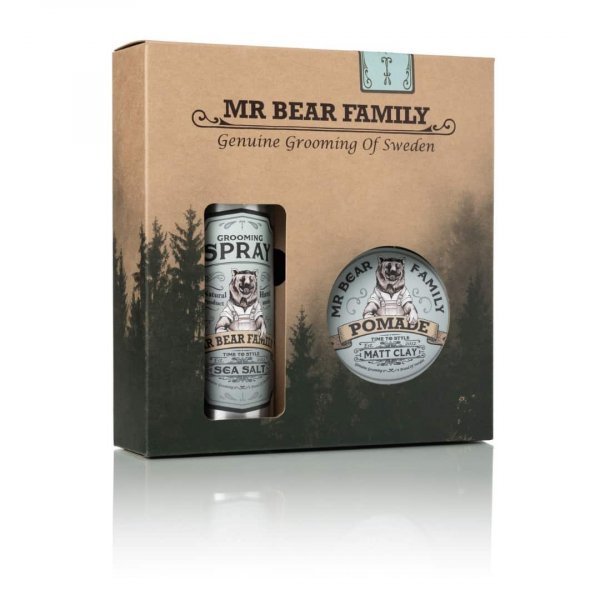 Coffret coiffure pour homme Mr Bear Family Sea Salt Spray + Matt Clay