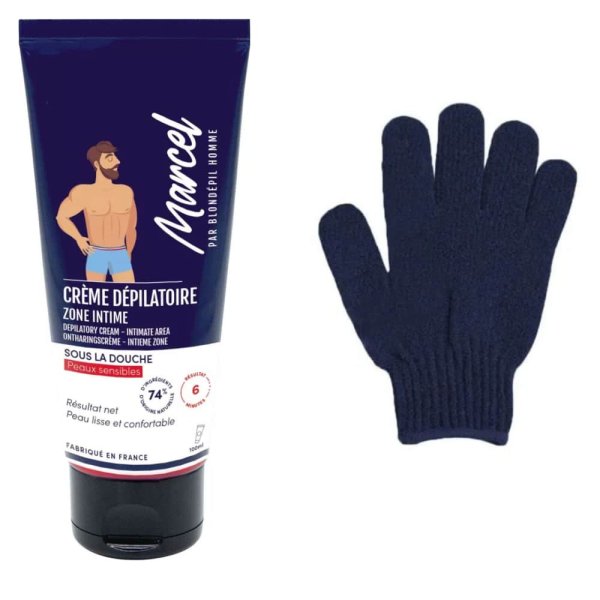 Crème dépilatoire homme zones intimes Blondépil Marcel