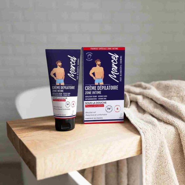 Crème dépilatoire homme zones intimes Blondépil Marcel