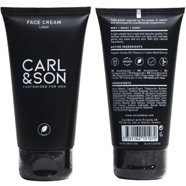 Crme hydratante lumineuse bio visage homme Carl & Son