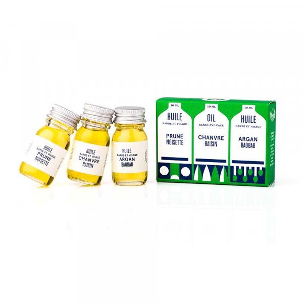 huile hydratante barbe Pack trois mini huiles Le Baigneur