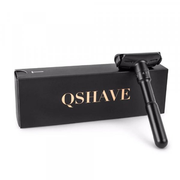 Rasoir de scurit Qshave noir mat avec 5 lames offertes 