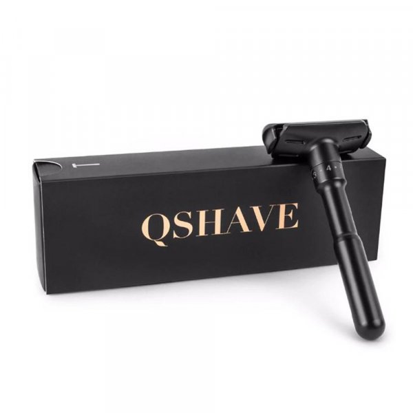 Rasoir de sécurité Qshave noir mat avec 5 lames offertes 