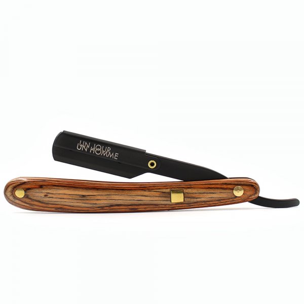 Shavette de barbier Un Jour Un Homme Black Edition en bois d'Acajou
