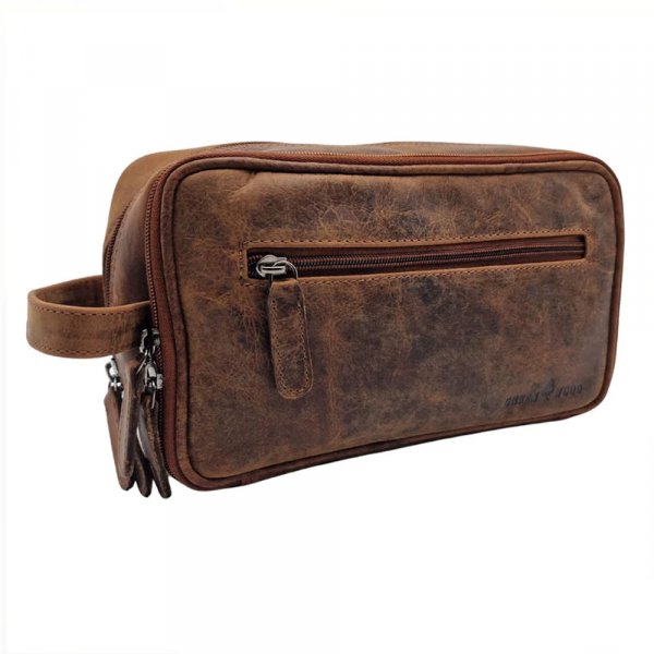 Trousse De Toilette Homme Voyage - Cuir, Double Compartiment, Fermeture éclair, Imperméable - Organiseur Pour Rasage Et Accessoires