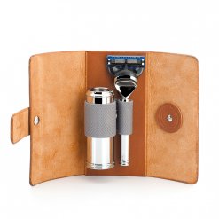 Coffret rasage Mühle avec pochette en cuir de vachette