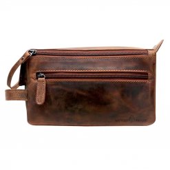 Trousse de toilette de voyage personnalisée pour homme - Toile marron clair