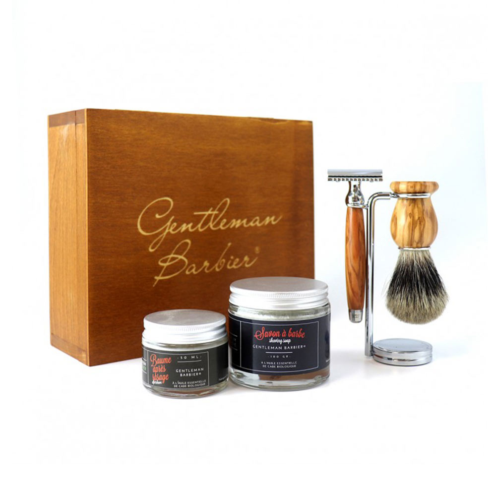 Coffret rasage homme Gentleman Barbier 5 pièces Bois d