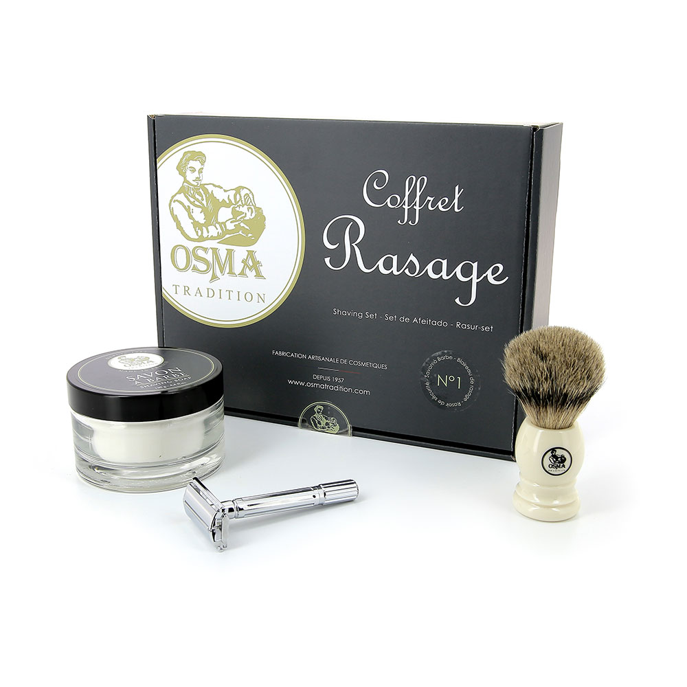 Box pour homme - rasoir, blaireau et savon barbier naturel et bio