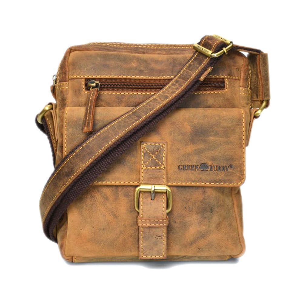 Sac Bandoulière En Cuir Vintage Greenburry - Format A4 - Marron Antique - Multi-compartiments