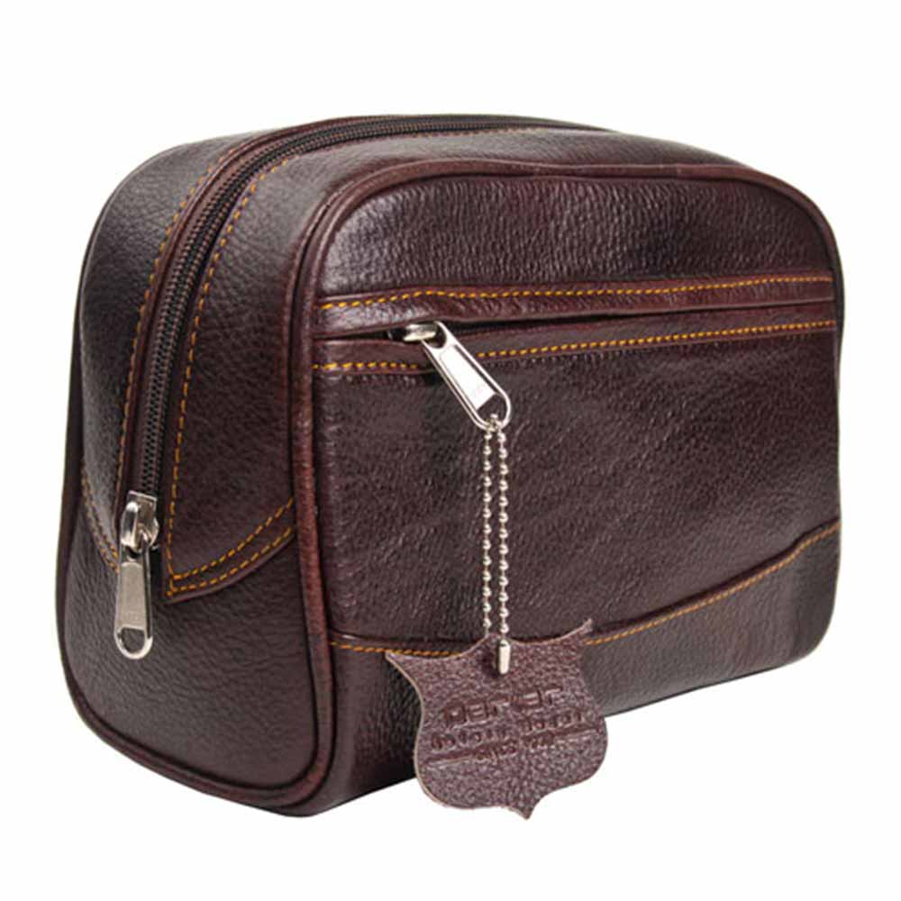 Trousse De Toilette Voyage Homme En Cuir - Grand Format, Double Fermeture, Classique
