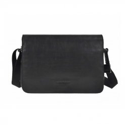 Sac bandoulière en cuir noir Greenburry