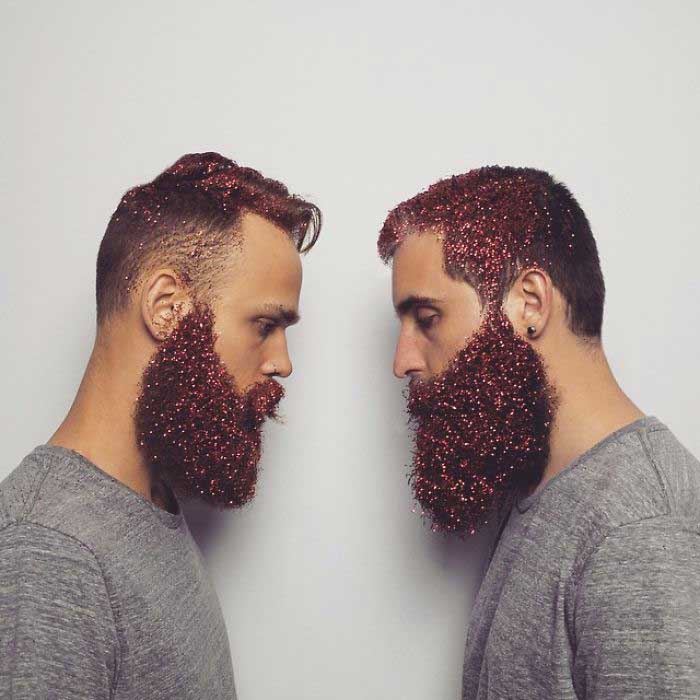 barbe paillettes rouges