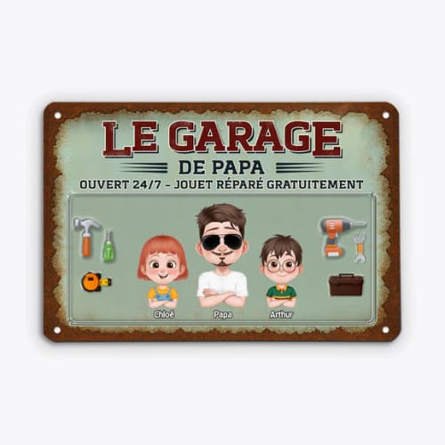 idée cadeau homme 60 ans Plaque métal garage
