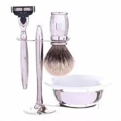 Kit rasage barbe homme Plisson 4 pièces finition Palladium